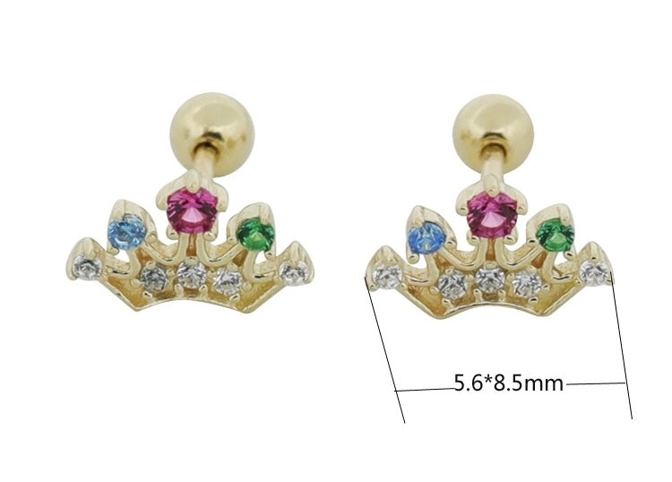 Rainbow Crown Stud Earrings