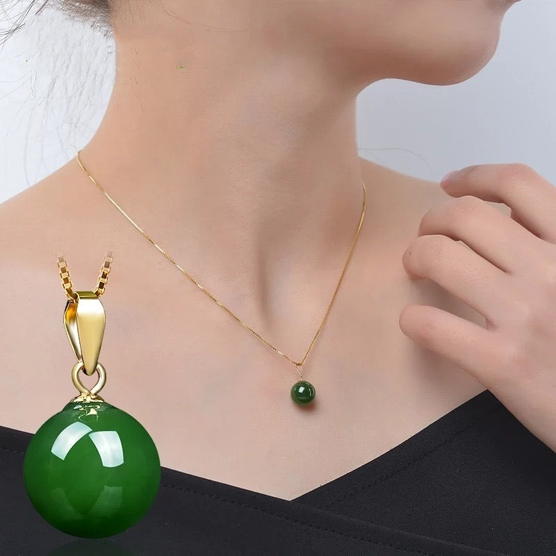 Jasper Stone Dome Charm Necklace