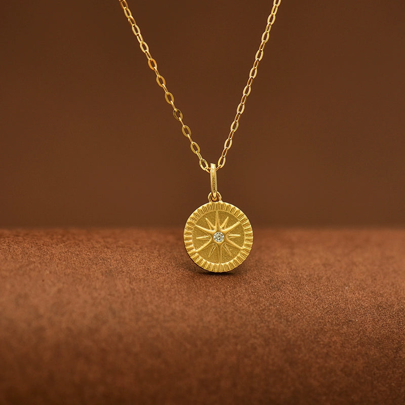 Raised Star Medallion Charm Necklace