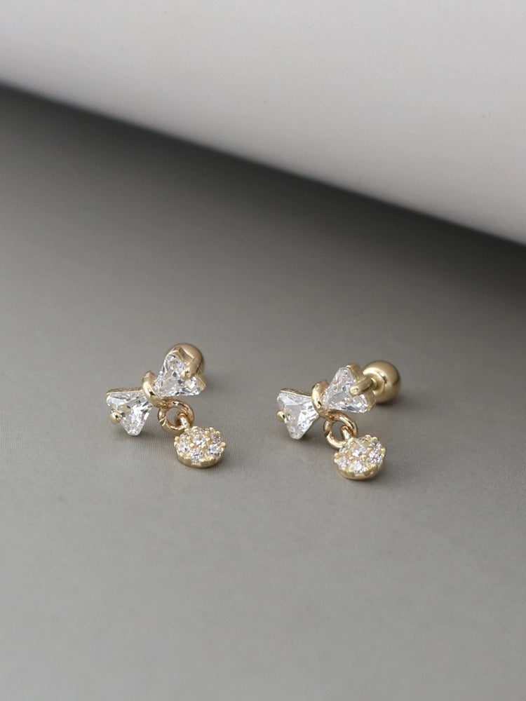 Bow Cluster Drop Stud Earrings