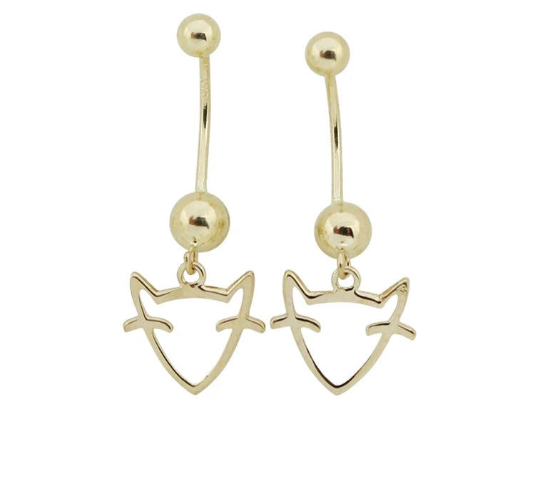 Fox Motif Bar Stud Earrings