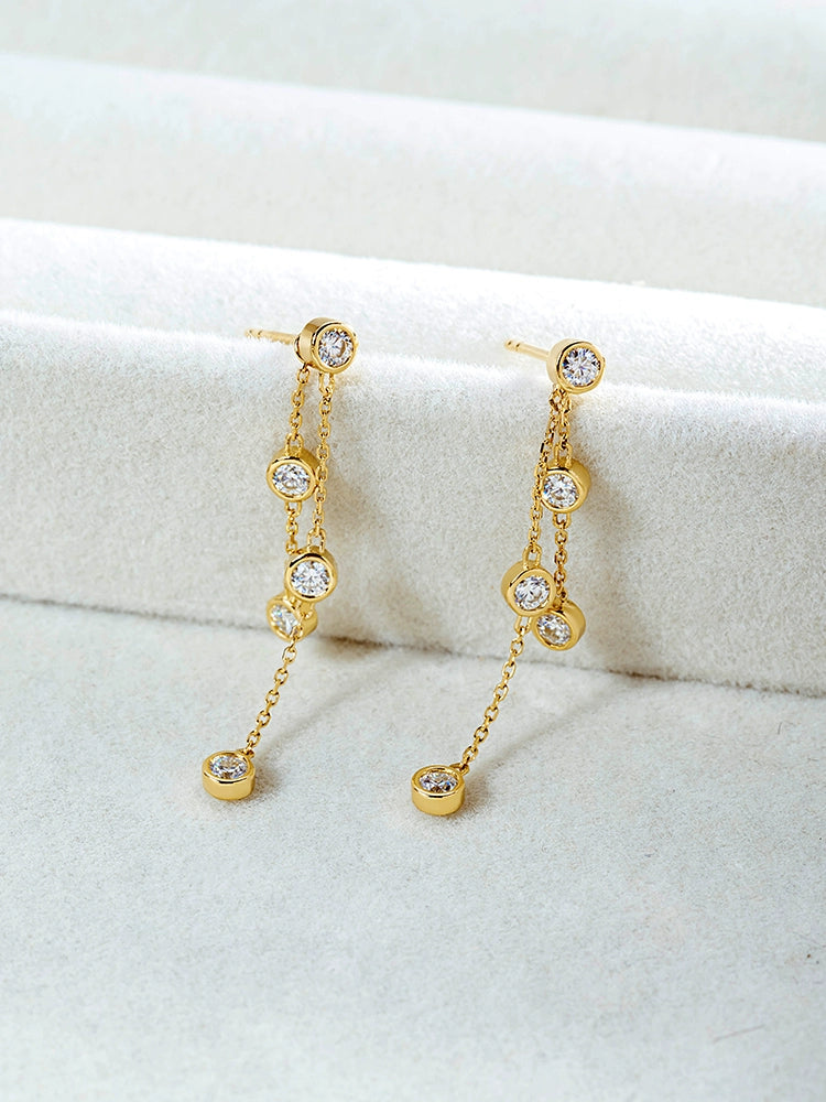 2 in 1 Bezel Waterfall Stud Earrings