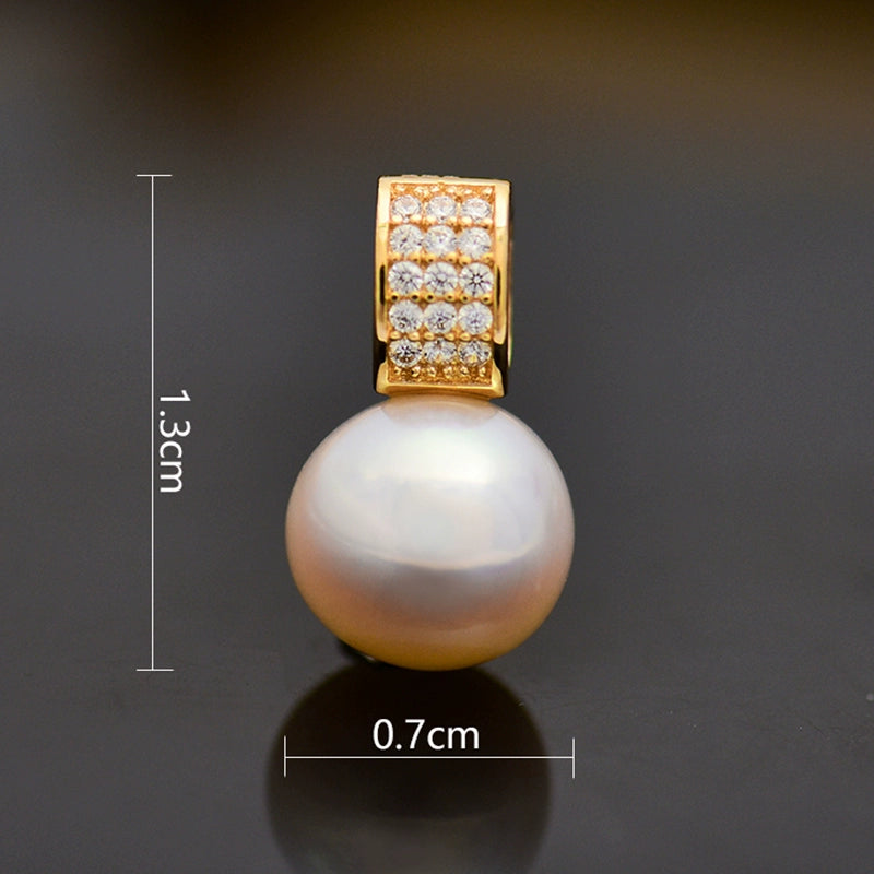 Wide Studded Bail Pearl Charm Pendant