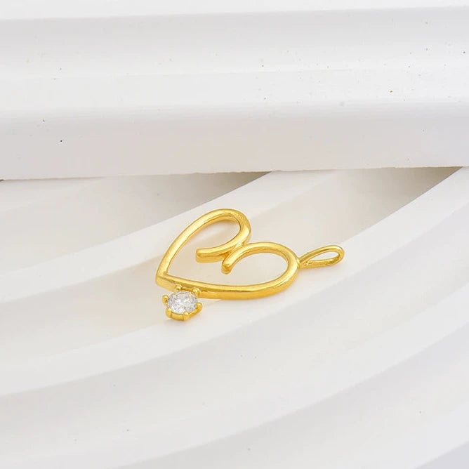 Wired Solitaire Heart Charm Pendant