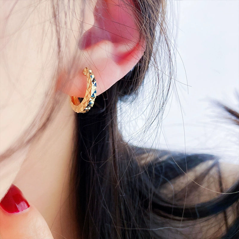 Mirror Cut Handbag Hoop Earrings