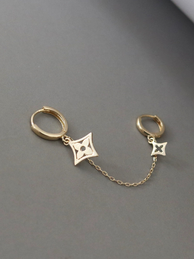 One Piece Kite Flower Huggie Hoops Chain Earring