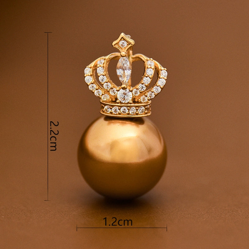 Crowned Golden Pearl Charm Pendant