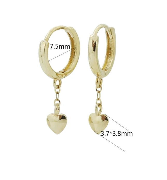 Chain Drop Heart Huggie Hoops