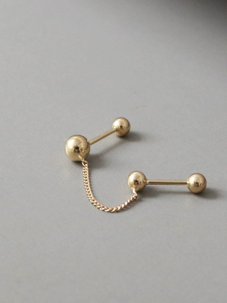 Lungchuck Chain Barbell Stud Earrings