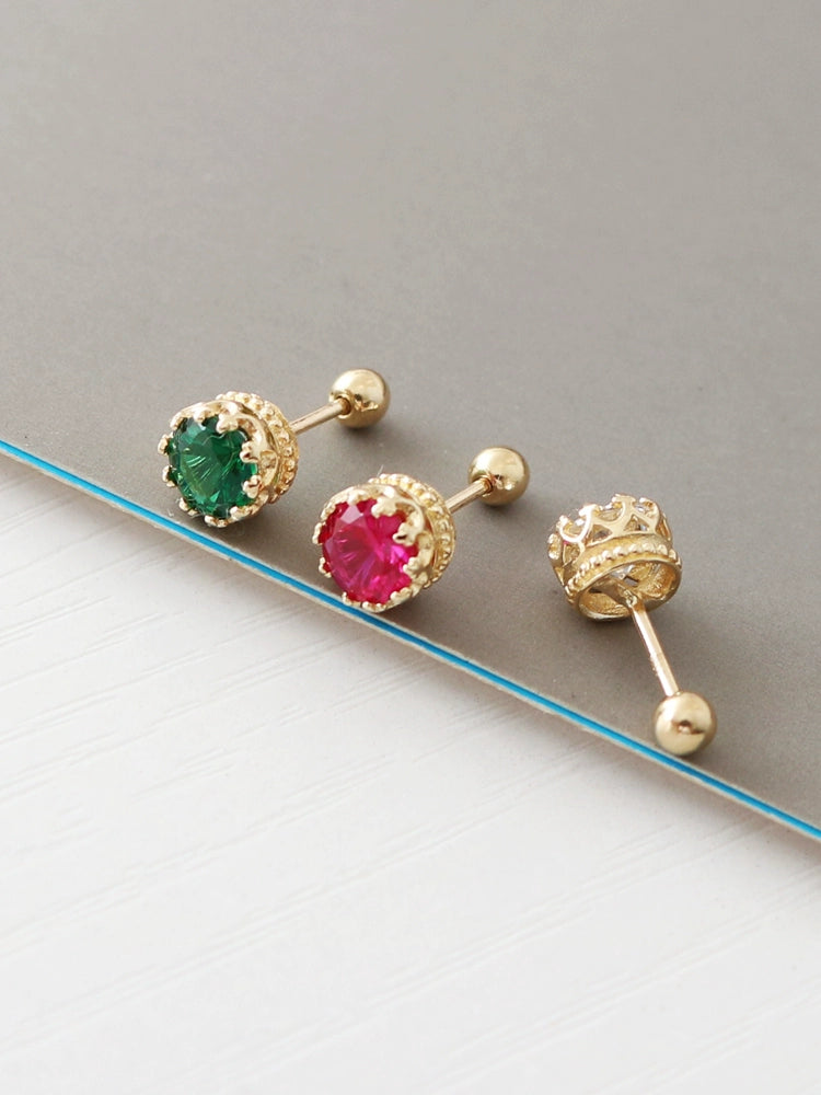 Beaded Crowned Moissanite Stud Earrings