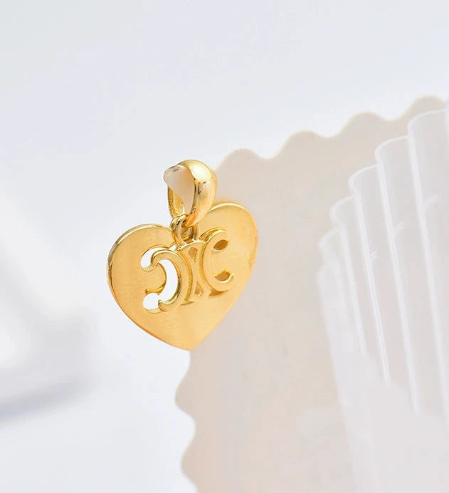 Motif Heart Plate Charm Pendant