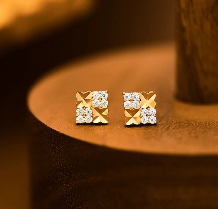 Clover Tile Squares Stud Earrings
