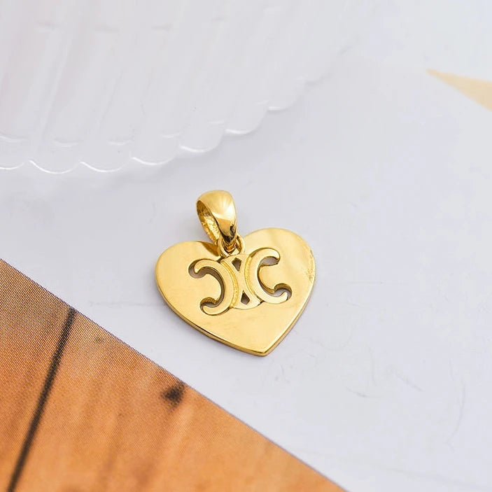 Motif Heart Plate Charm Pendant