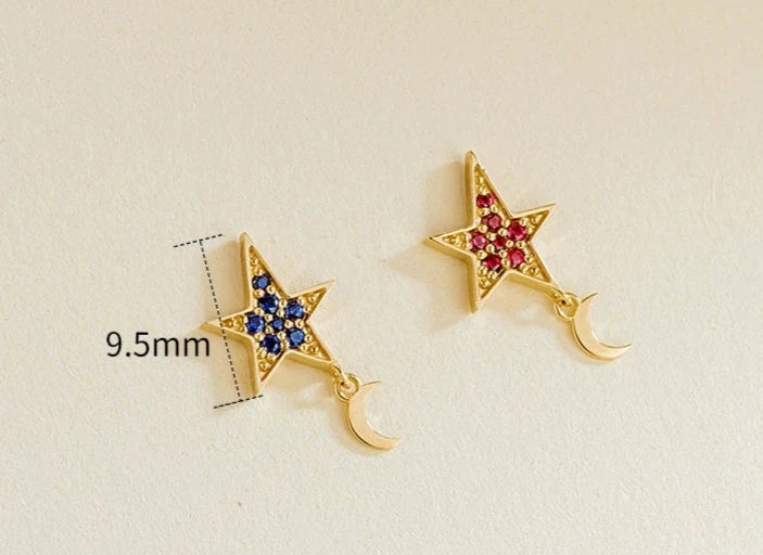 Ruby & Sapphire Eras Star Stud Earrings