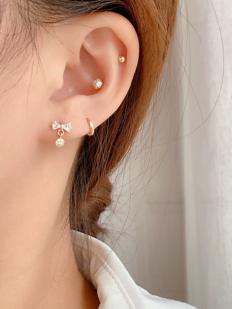 Bow Cluster Drop Stud Earrings