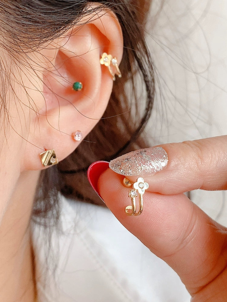 Spring Flower Cuff Stud Earrings