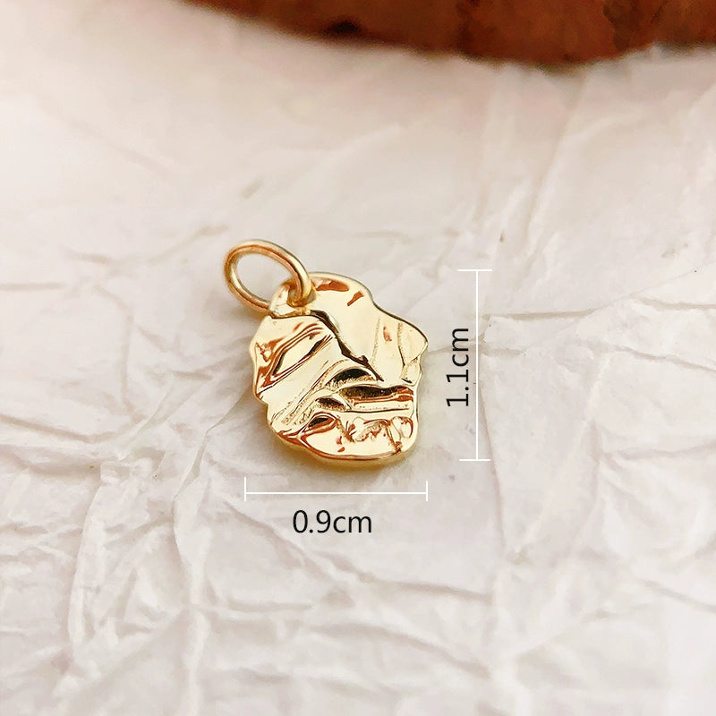 Irregular Carved Rock Leaf Charm Pendant