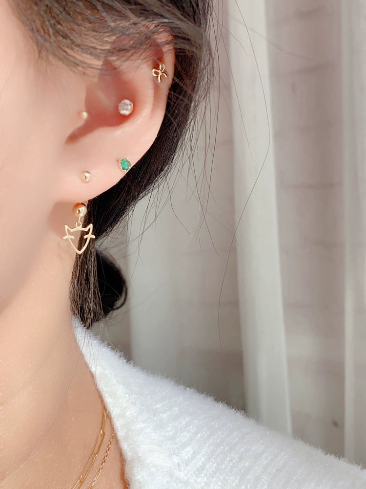 Fox Motif Bar Stud Earrings