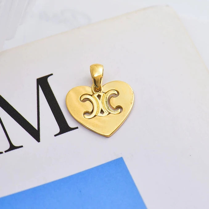 Motif Heart Plate Charm Pendant