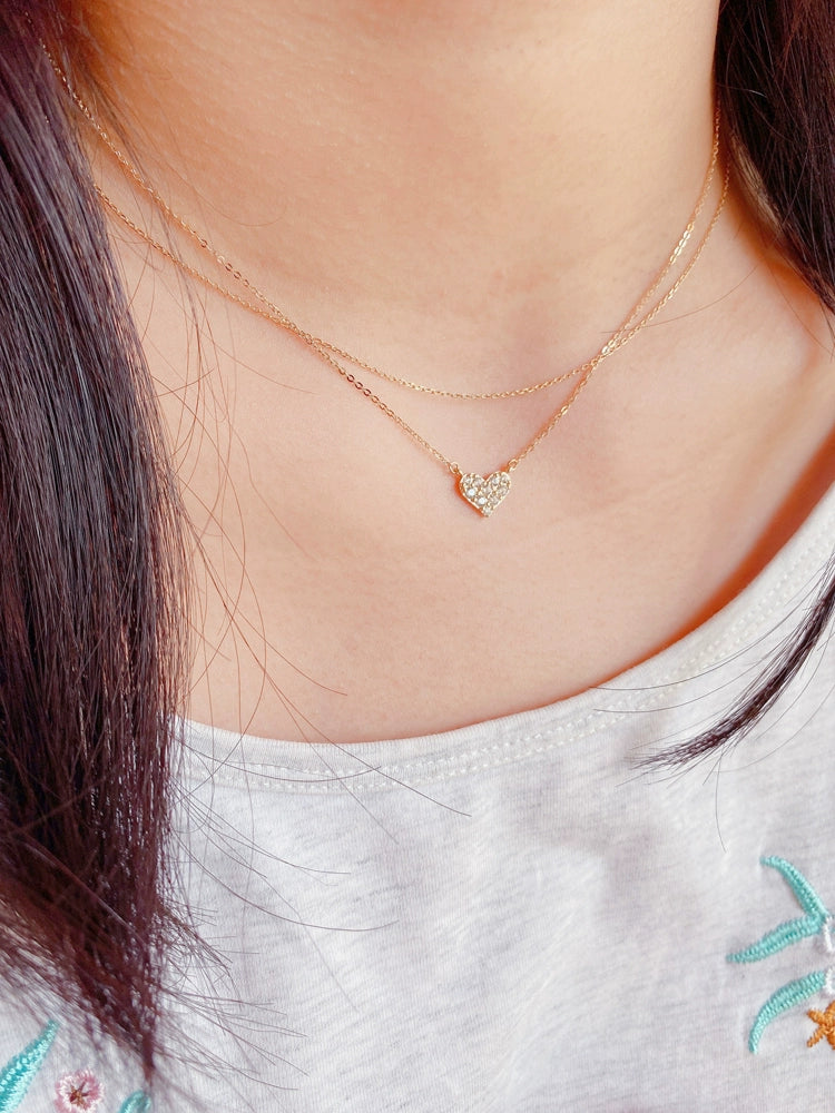 Studded Bing Love Heart Necklace