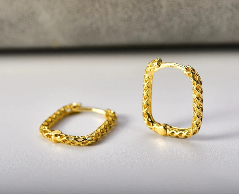 Lace Band Square Hoop Earrings