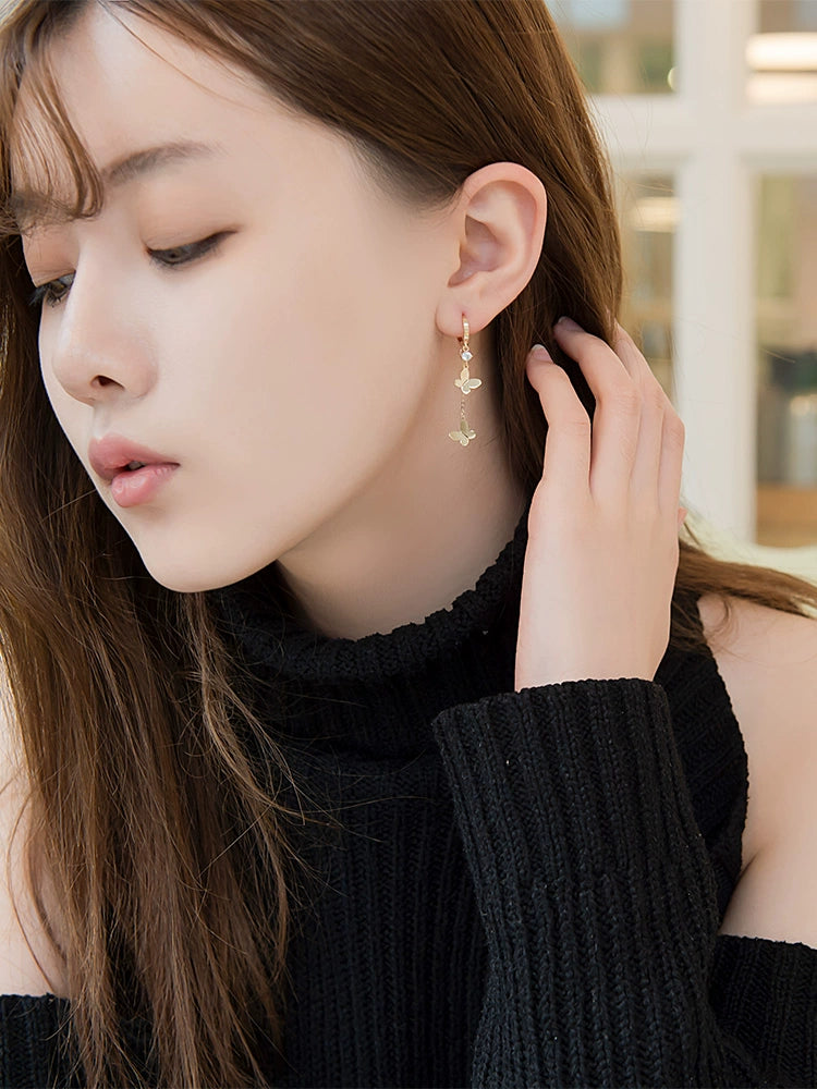 Butterfly Waterfall Huggie Hoops