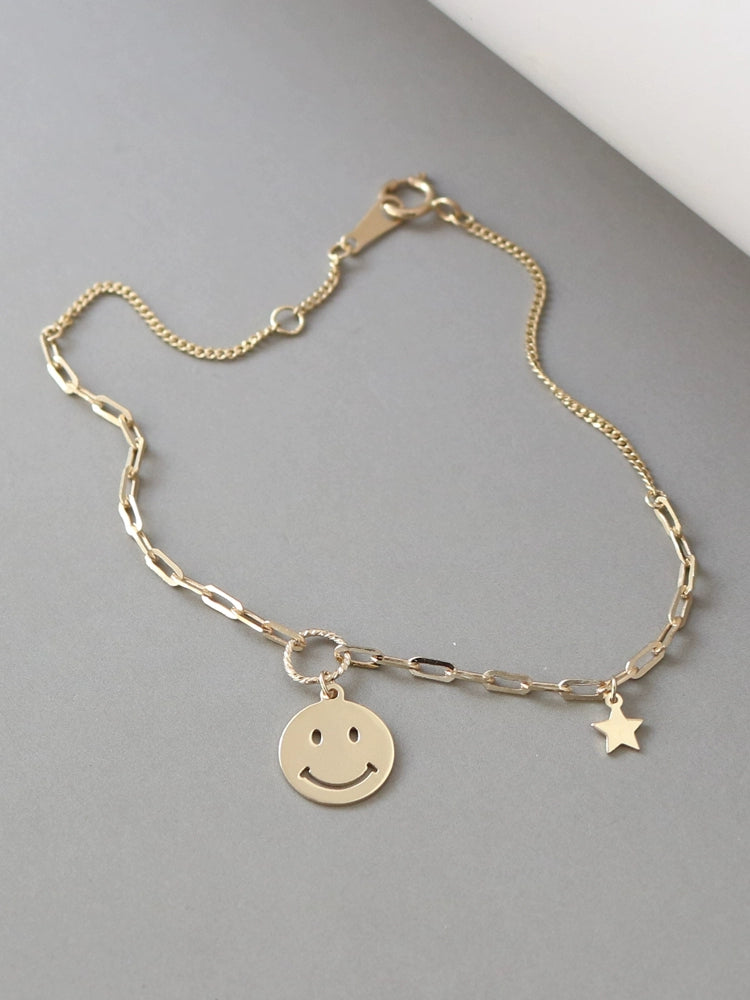 Happy Face Asymmetric Chain Bracelet