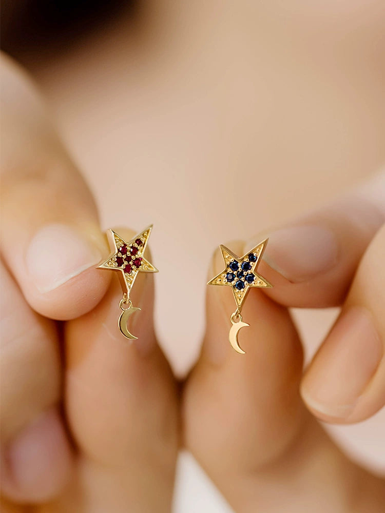 Ruby & Sapphire Eras Star Stud Earrings