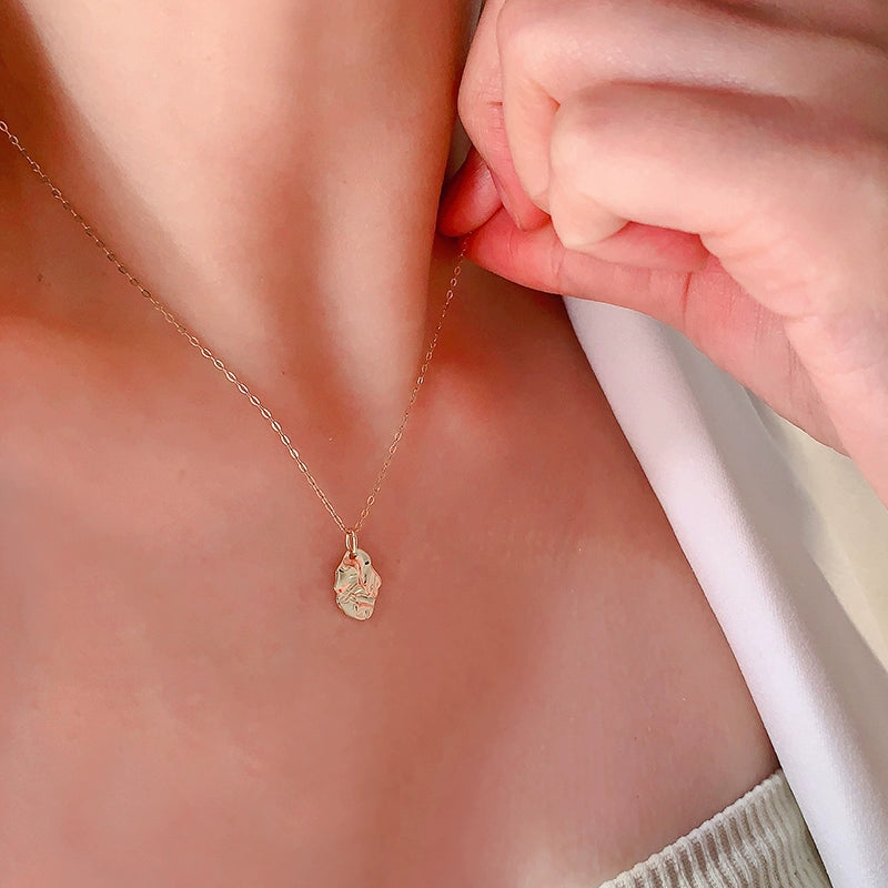 Irregular Carved Rock Leaf Charm Pendant