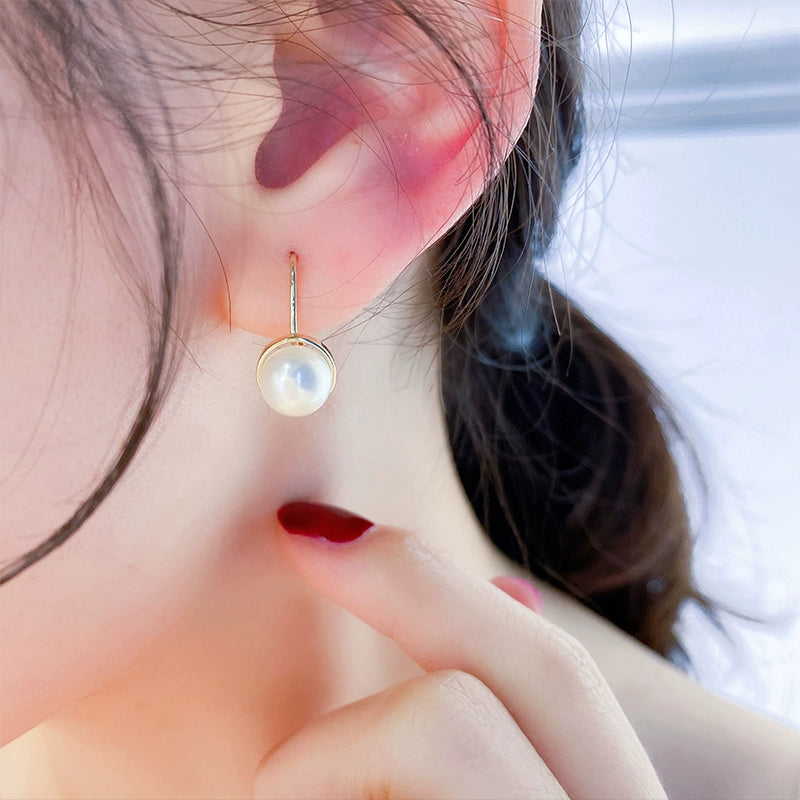 Pearl Cup Hoop Earrings