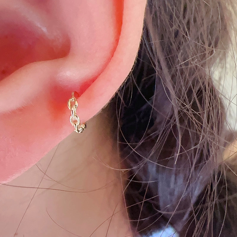 Anchor Chain Buckle Huggie Hoops