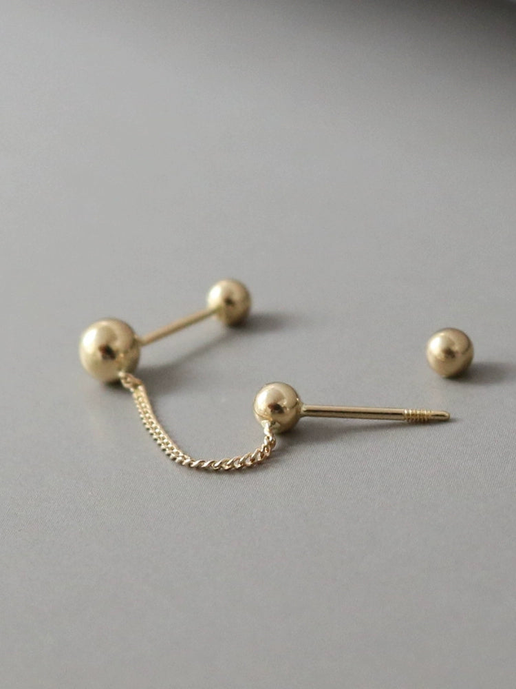 Lungchuck Chain Barbell Stud Earrings