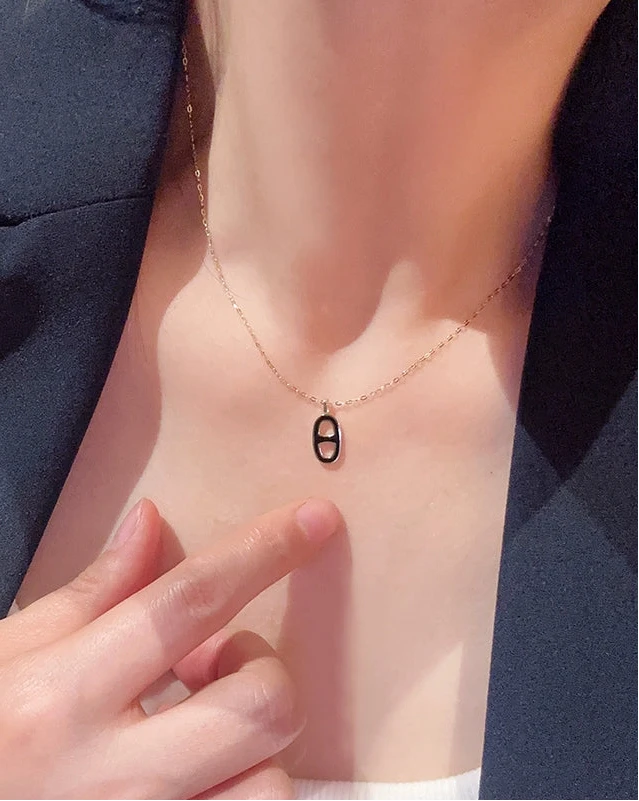 Black Marine Link Charm Pendant