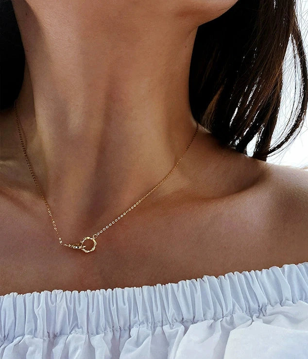 Jewelled Bamboo Connected Rings Necklace