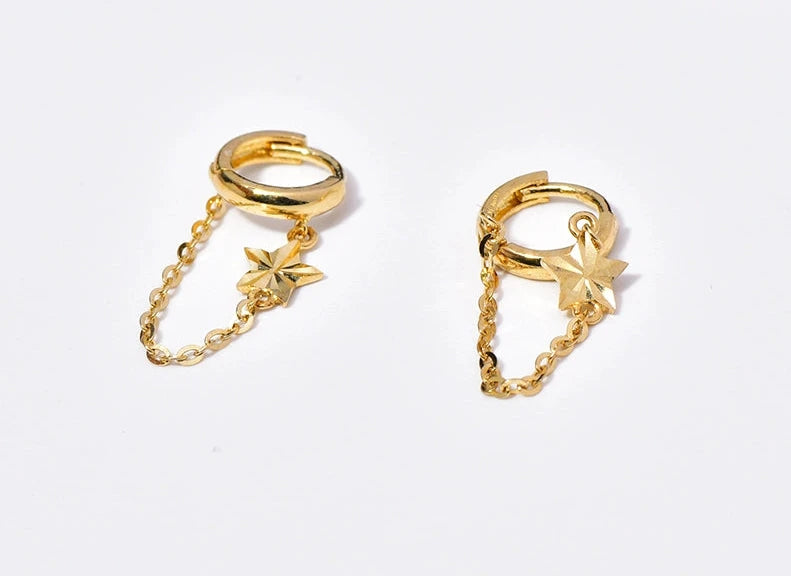 Star Chain Huggie Hoops