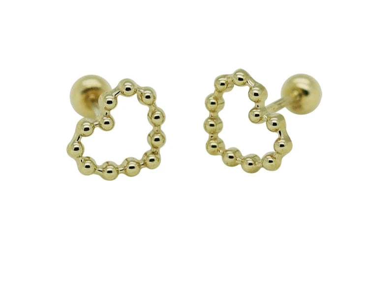 Beaded Heart Frame Stud Earrings
