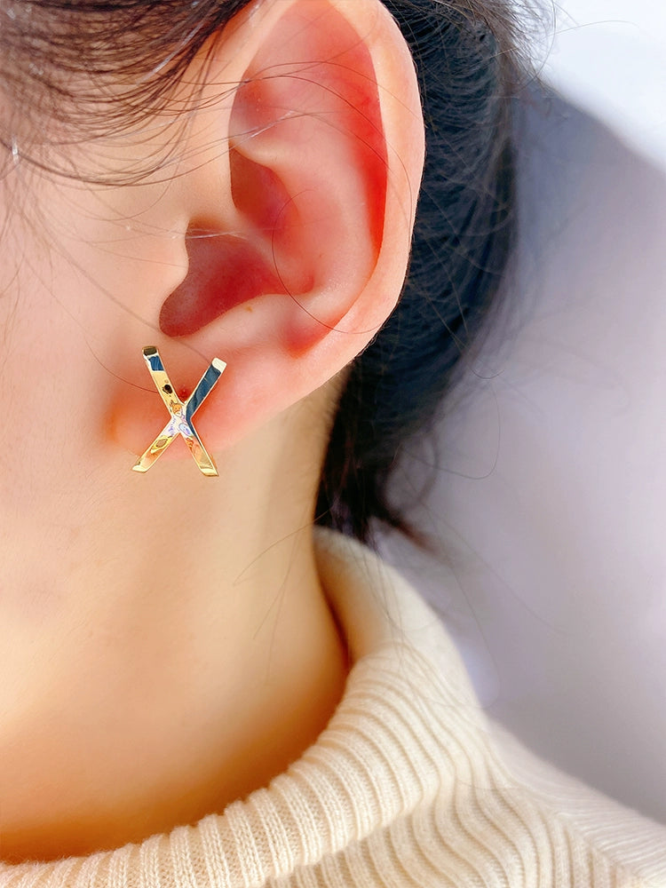 X Large Cross Cuff Stud Earrings