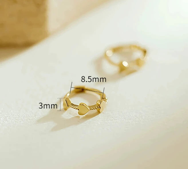 Three Hearts Twist Huggie Hoops