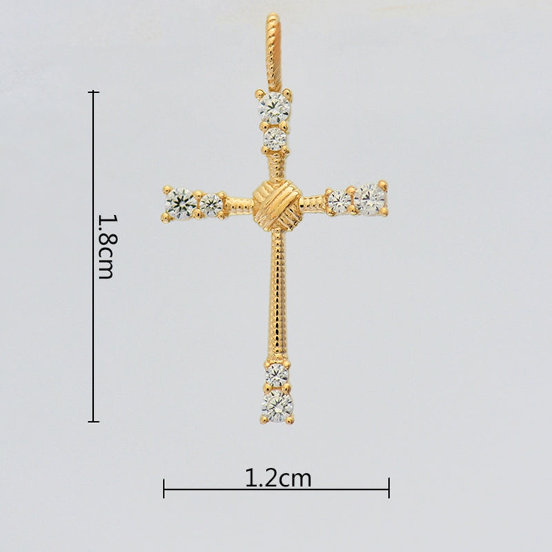Ribbed Solitaire Cross Charm Pendant