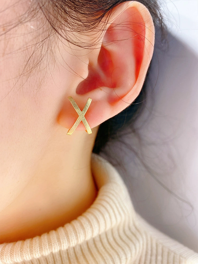 X Large Cross Cuff Stud Earrings