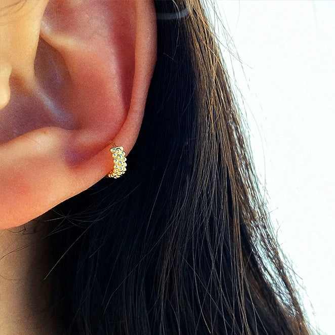 Trio Beaded Huggie Hoops