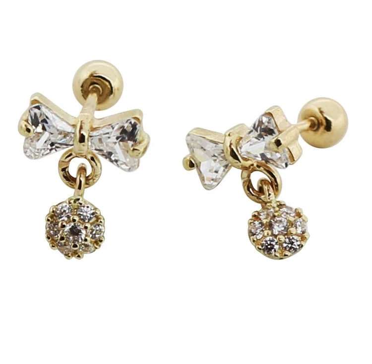 Bow Cluster Drop Stud Earrings