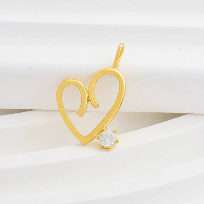 Wired Solitaire Heart Charm Pendant