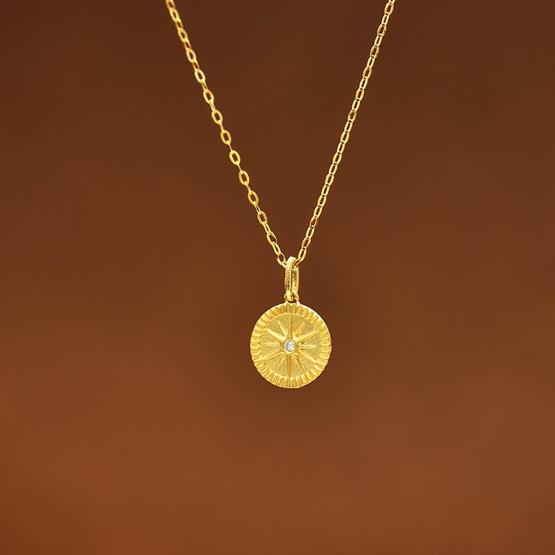 Raised Star Medallion Charm Necklace