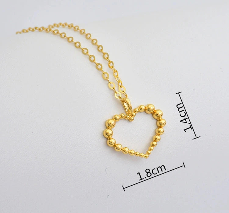 Beaded Heart Motif Charm Necklace