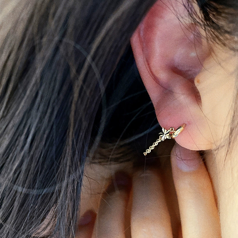 Star Chain Huggie Hoops