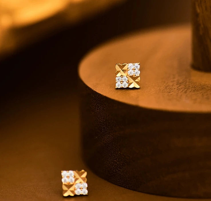 Clover Tile Squares Stud Earrings