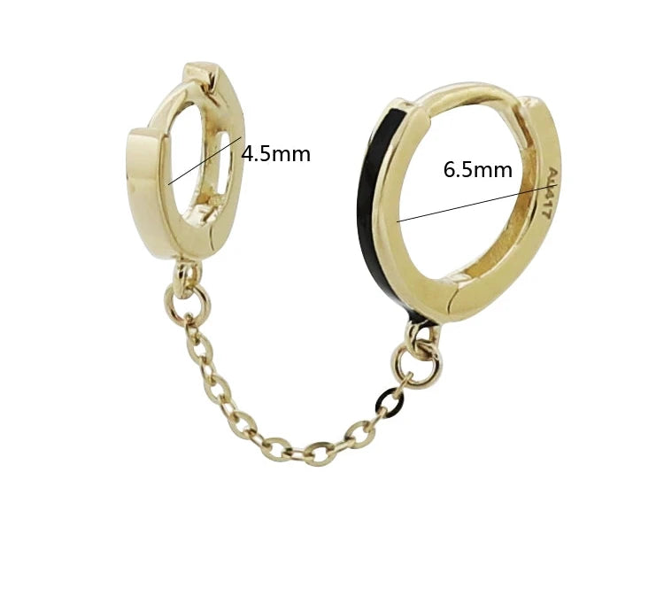 One Piece Black Huggie Hoops Chain Earring