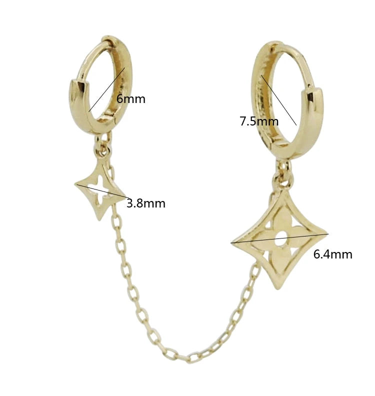 One Piece Kite Flower Huggie Hoops Chain Earring