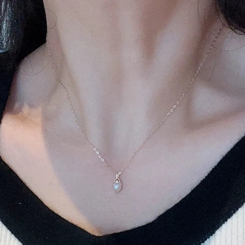 Padlock Pearl Heart Charm Necklace